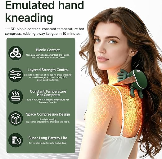 Shiatsu Neck and Shoulder Massager with Heat | 3D Deep Kneading